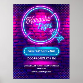 Anpassa Neon Karaoke Nattstort fönster Poster