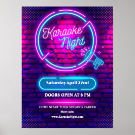 Anpassa Neon Karaoke Night Small Storlek Poster