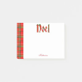 Anpassa: "Noel" - Juli Tartan Typografi Post-it Block