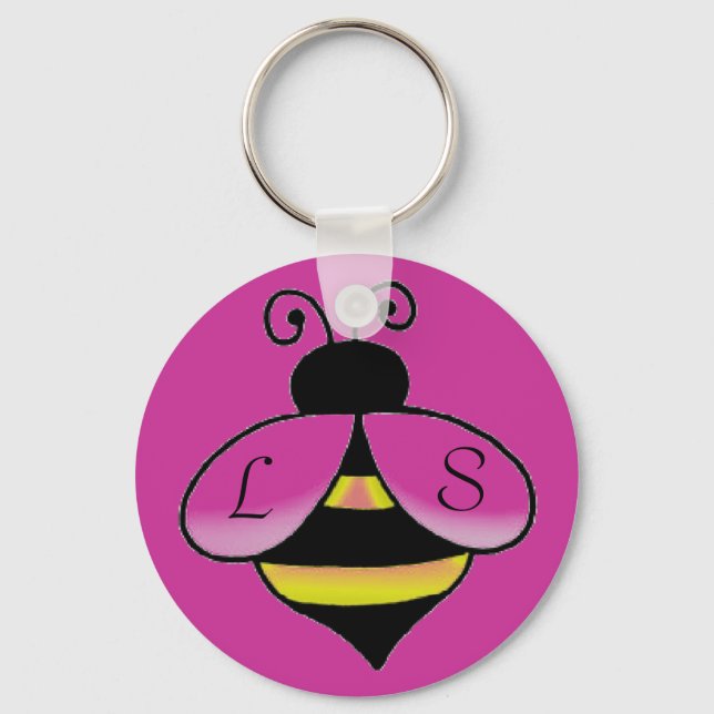 Anpassa nyckelkedjan Initialer/Namn Cute Bee Nyckelring (Framsida)