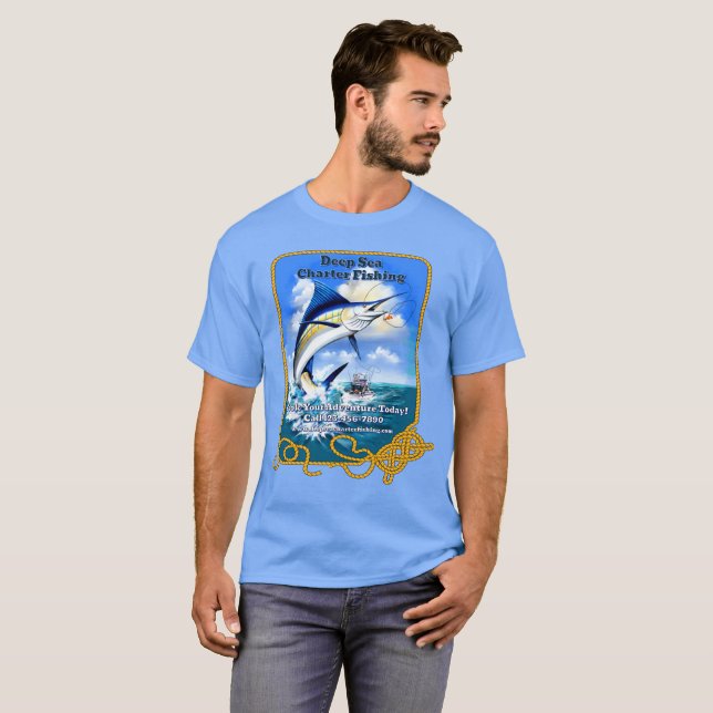 Anpassa Ocean Sports Fishing Charter Boat Busine T Shirt (Hel framsida)