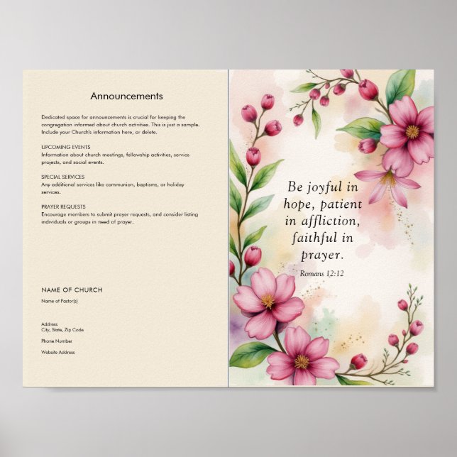 Anpassa och ladda ner kyrkobulletin poster (Framsidan)