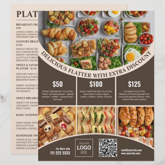 Anpassa online den här Eleganten Livsmedelsmeny oc (Fram/baksida)