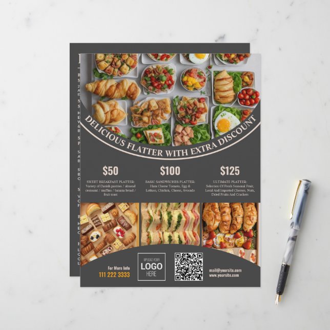 Anpassa online den här Eleganten Livsmedelsmeny oc (Fram/Back In Situ)