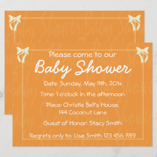 Anpassa Orange Baby shower inbjudan