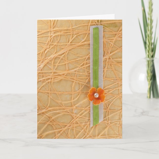 Anpassa Orange blomma och abstrakt mönster Kort (Framsida)