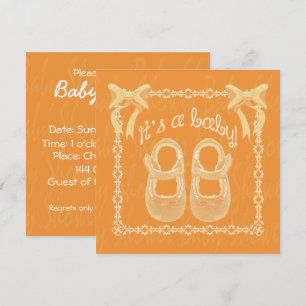 Anpassa Orange unisex baby shower inbjudan