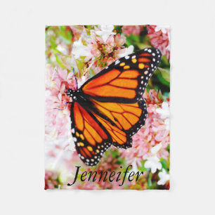 anpassa Orangen med Namn och Black Butterfly Fleecefilt