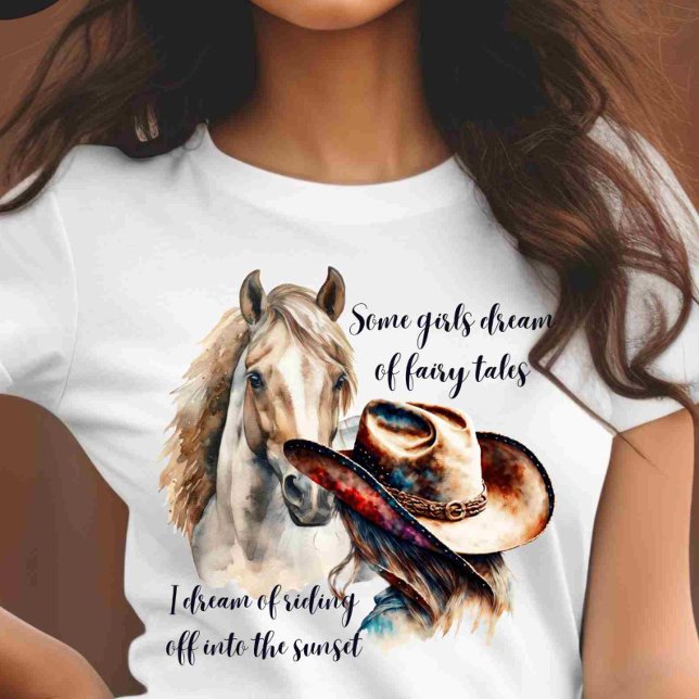 Anpassa på Back Horse Lover Cowgirl T Shirt (Skapare uppladdad)