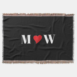 Anpassa par initialer A älskar B rött hjärta Filt