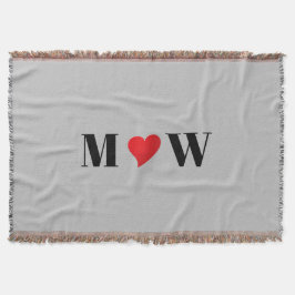 Anpassa Par initialer A Älskar B rött hjärta grått Filt