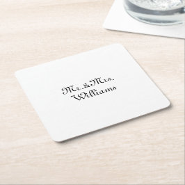 Anpassa Pares efternamn Mr. & Mrs Black whit Underlägg Papper Kvadrat