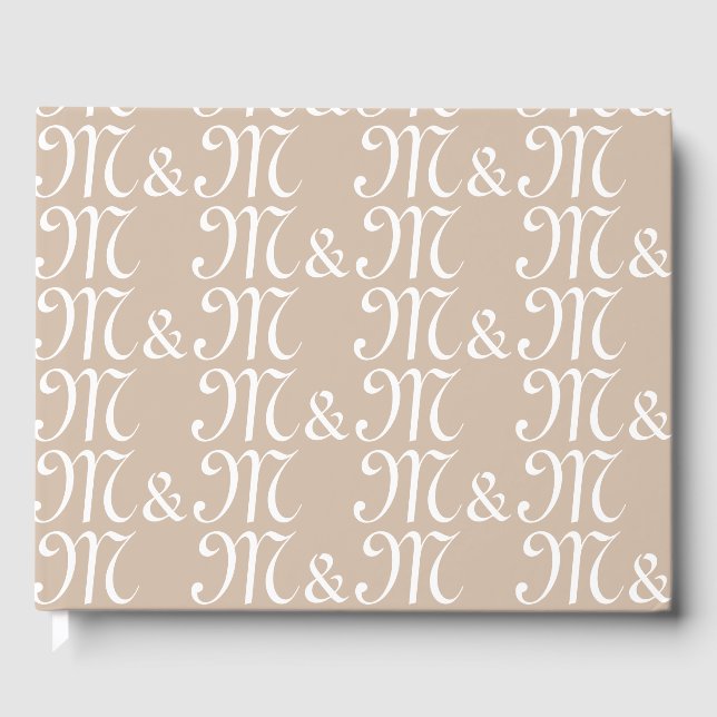 Anpassa parets Initialer monogram beige vit Gästböcker (Framsida)