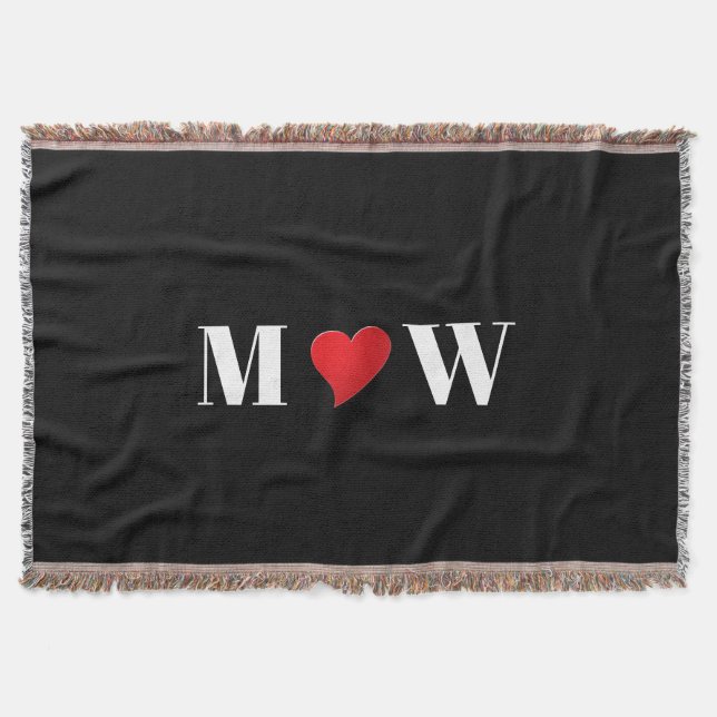 Anpassa parinitialer A älskar B rött hjärta Filt (Framsidan)