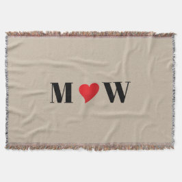 Anpassa parinitialer A älskar B rött hjärta Filt