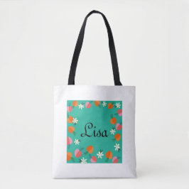 Anpassa Peach & Grönt Foliage Design Toot Bag Tygkasse