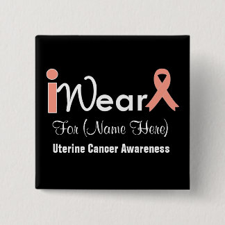 Anpassa Peach Ribbon Uterine Cancer Knapp