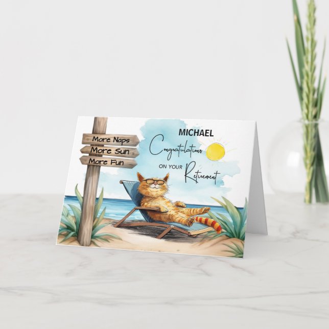 Anpassa Pension Grattis Cat Relaxin Kort (Framsida)