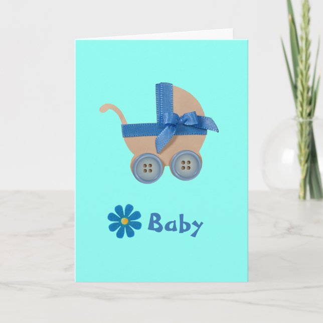 Anpassa persiko- och blå Baby-vagn Kort (Framsida)