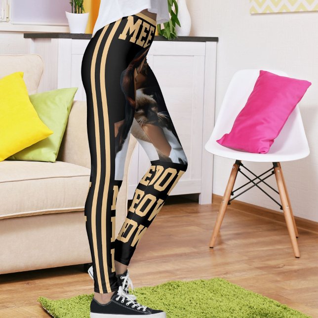 Anpassa pet Cat Mamma Cute Black Peach Photo Leggings (Skapare uppladdad)