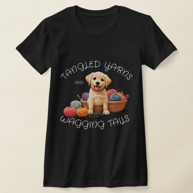 Anpassa Pet Photo Tangled Yarns & Wagging Svan T Shirt (Laydown)