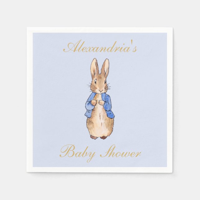 Anpassa Peter till Rabbit Baby Shower Napkin Pappersservett (Framsidan)