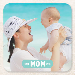 Anpassa Photo Best Mamma någonsin Mors dag Underlägg Papper Kvadrat