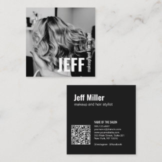 Anpassa Photo Minimalist Hairdresser Salon Fyrkantigt Visitkort