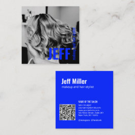 Anpassa Photo Minimalist Hairstylist Salon Fyrkantigt Visitkort