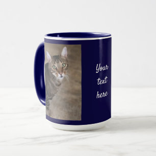 Anpassa PHOTO och TEXT Navy Blue Coffee Gift Big Mugg