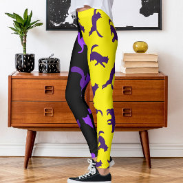 Anpassa Photo Pet Cat Mönster Lila Black Leggings