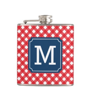 Anpassa Picnic Red Gingham Namn Monogram Fickplunta
