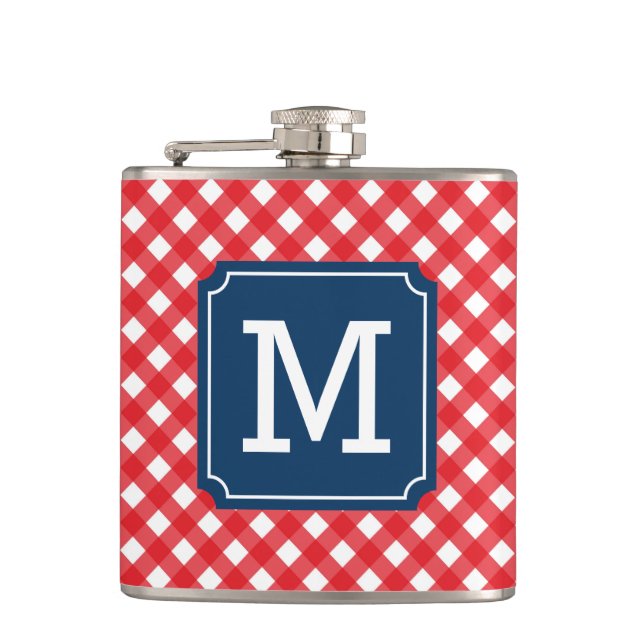 Anpassa Picnic Red Gingham Namn Monogram Fickplunta (Framsidan)