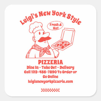 Anpassa Pizza Restaurang Detaljerad Grafik  Fyrkantigt Klistermärke
