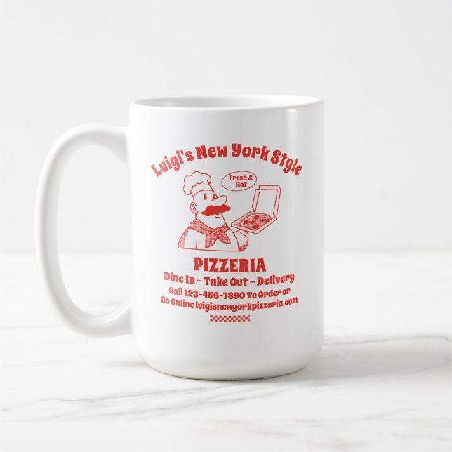 Anpassa Pizza Restaurang Detaljerad Grafik  Kaffemugg (Vänster)