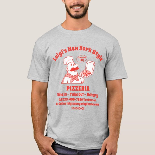 Anpassa Pizza Restaurang Detaljerad Grafik  T Shirt (Framsida)