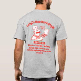 Anpassa Pizza Restaurang Detaljerad Grafisk Baksid T Shirt