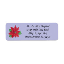 Anpassa poinsettia Long Address Label - Lavender
