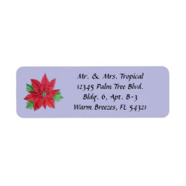 Anpassa poinsettia Long Address Label - Lavender Returadress Etikett