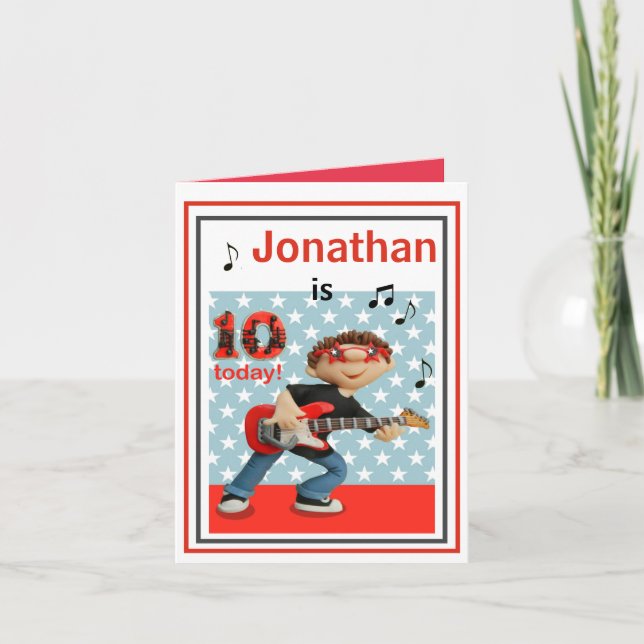 Anpassa pojkar 10:e födelsedagskortet - Rock and r Kort (Framsida)