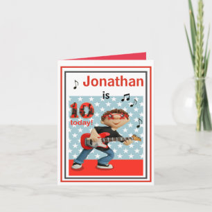 Anpassa pojkar 10:e födelsedagskortet - Rock and r Kort
