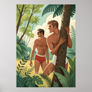 Anpassa pojkar i skogen poster