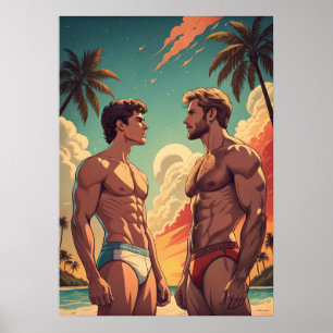 Anpassa pojkar på stranden poster