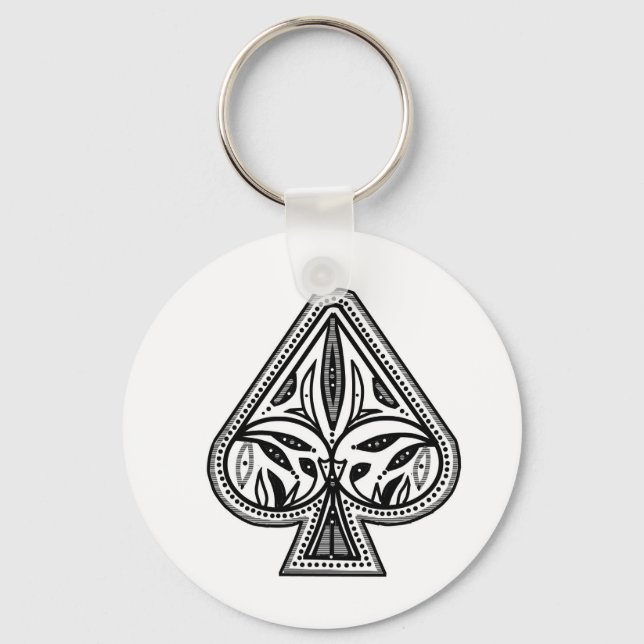 Anpassa pokerspade-objekt nyckelring (Framsida)