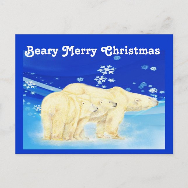Anpassa Polar Bears för Beary God jul Helg Vykort (Framsida)