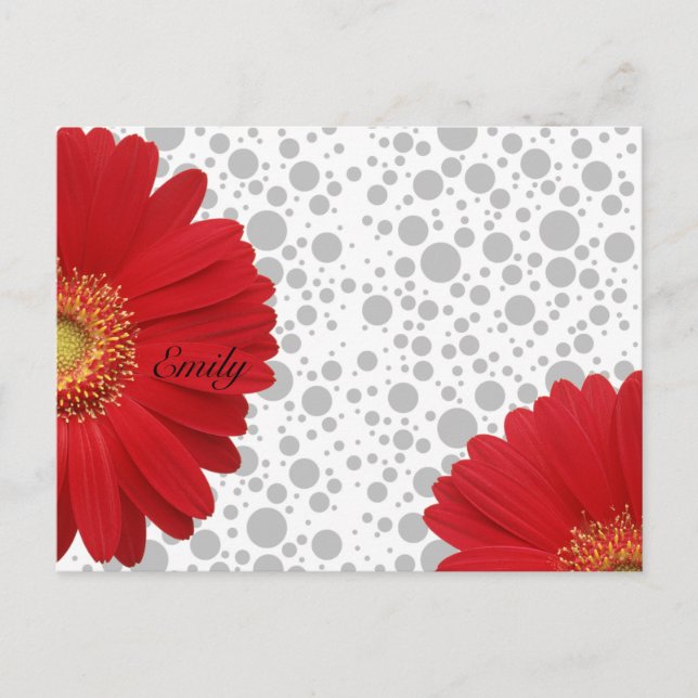 Anpassa Polka Dot Red-Daisyn Vykort (Framsida)