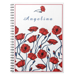 Anpassa Poppy Flower Bouquet Anteckningsbok