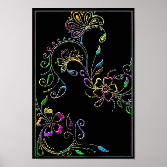 Anpassa Poster för Henna Blommigt Design (Framsidan)