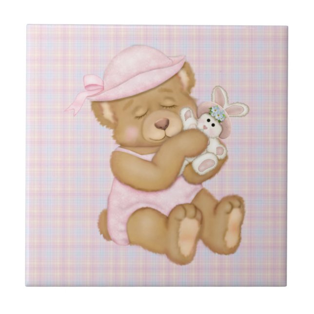 Anpassa ProductTeddy Girl Påsk Kakelplatta (Framsidan)