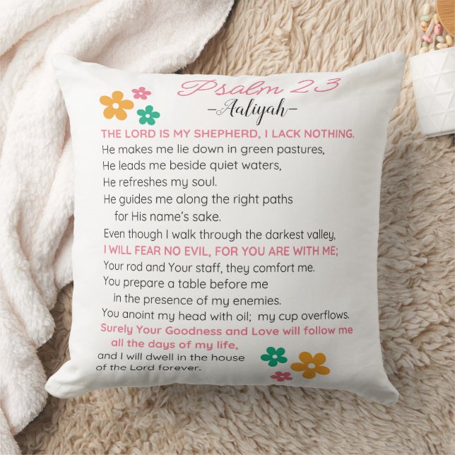 Anpassa Psalm 23-NIV Bibelskriptblommor Kudde (Filt)